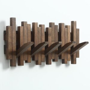 Natural Wood Wall Mounted Piano Coat Rack