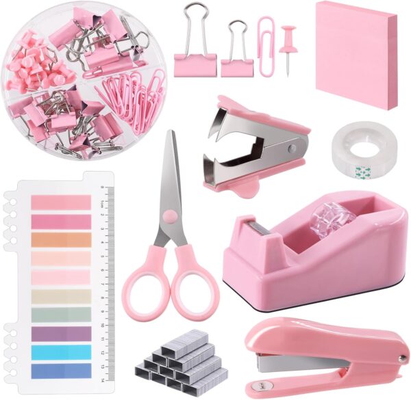 Swpeet Pink Office Supplies Kit